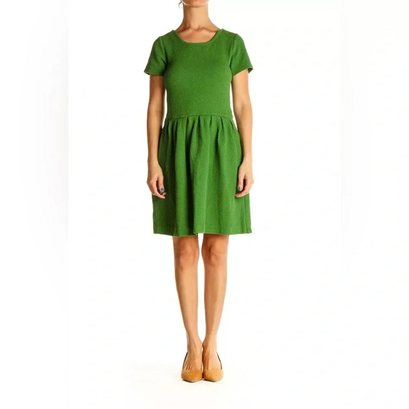 FINAL PRICE Anthropologie GANNI Green Textured Knit Drop Waist - Picture 1 of 9
